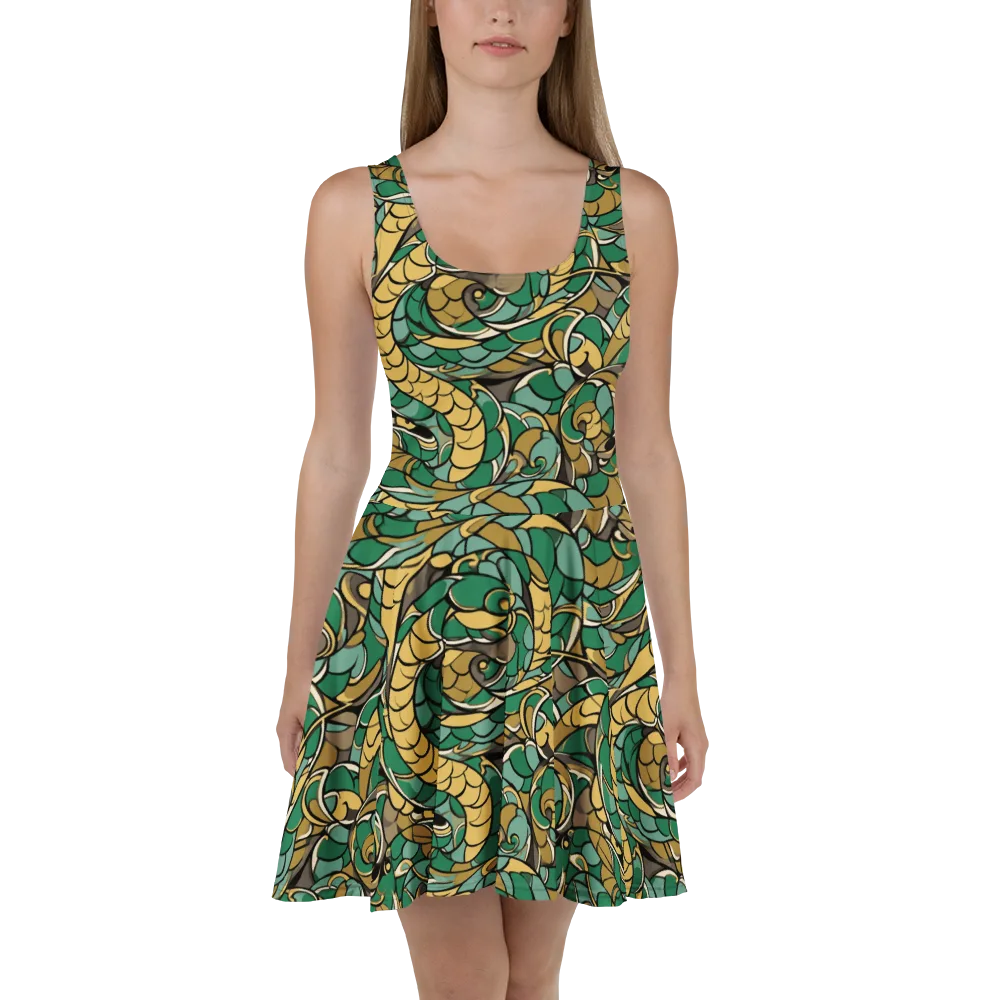 Verdant Dragonwork on Skater Dress — Front