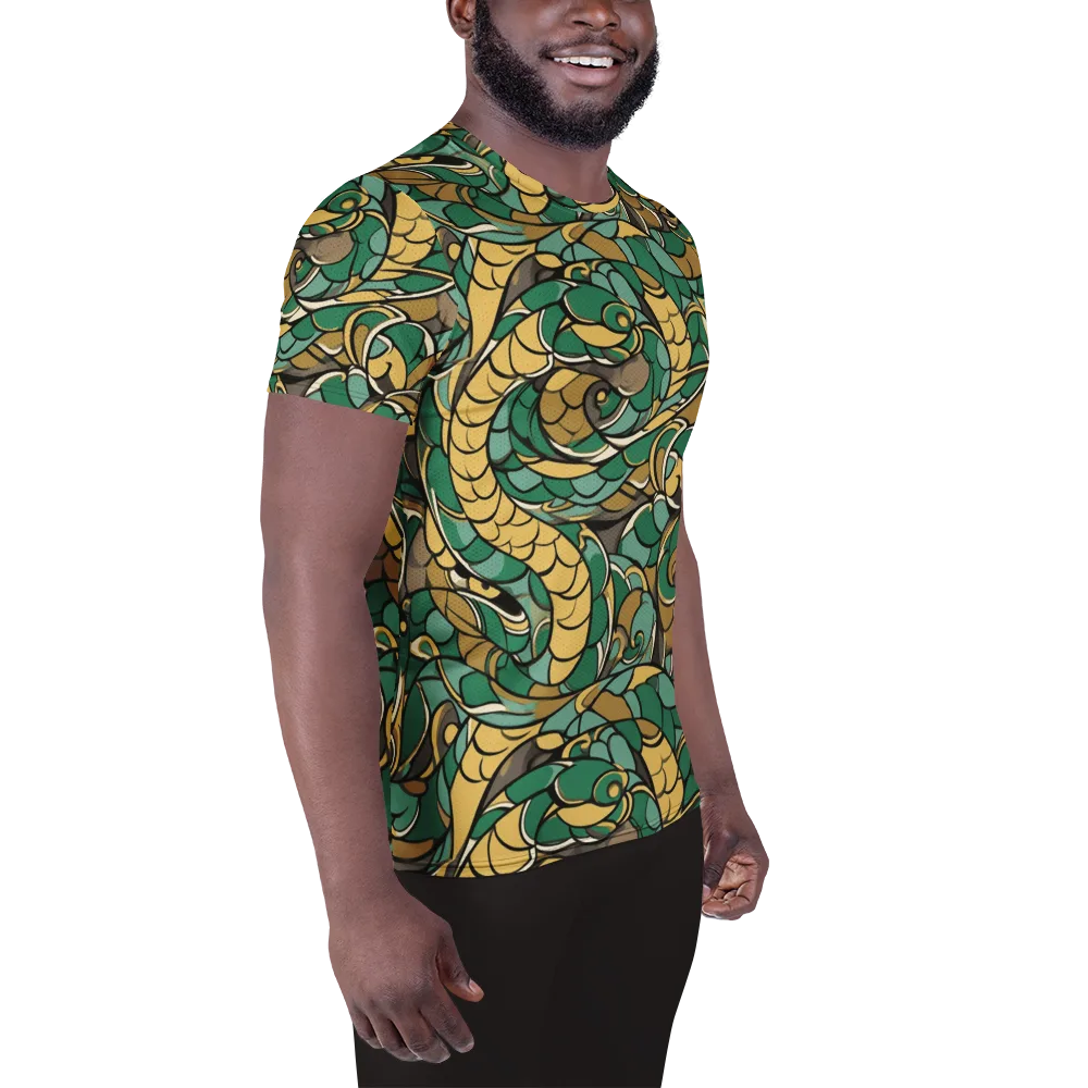 Verdant Dragonwork on Men's Athletic T-Shirt — Right