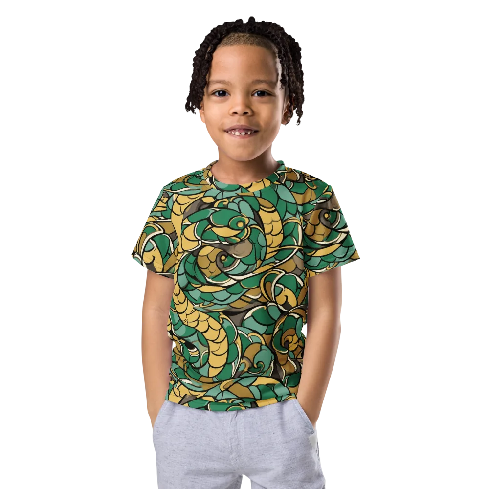 Verdant Dragonwork on Kids Crew Neck T-Shirt — Front