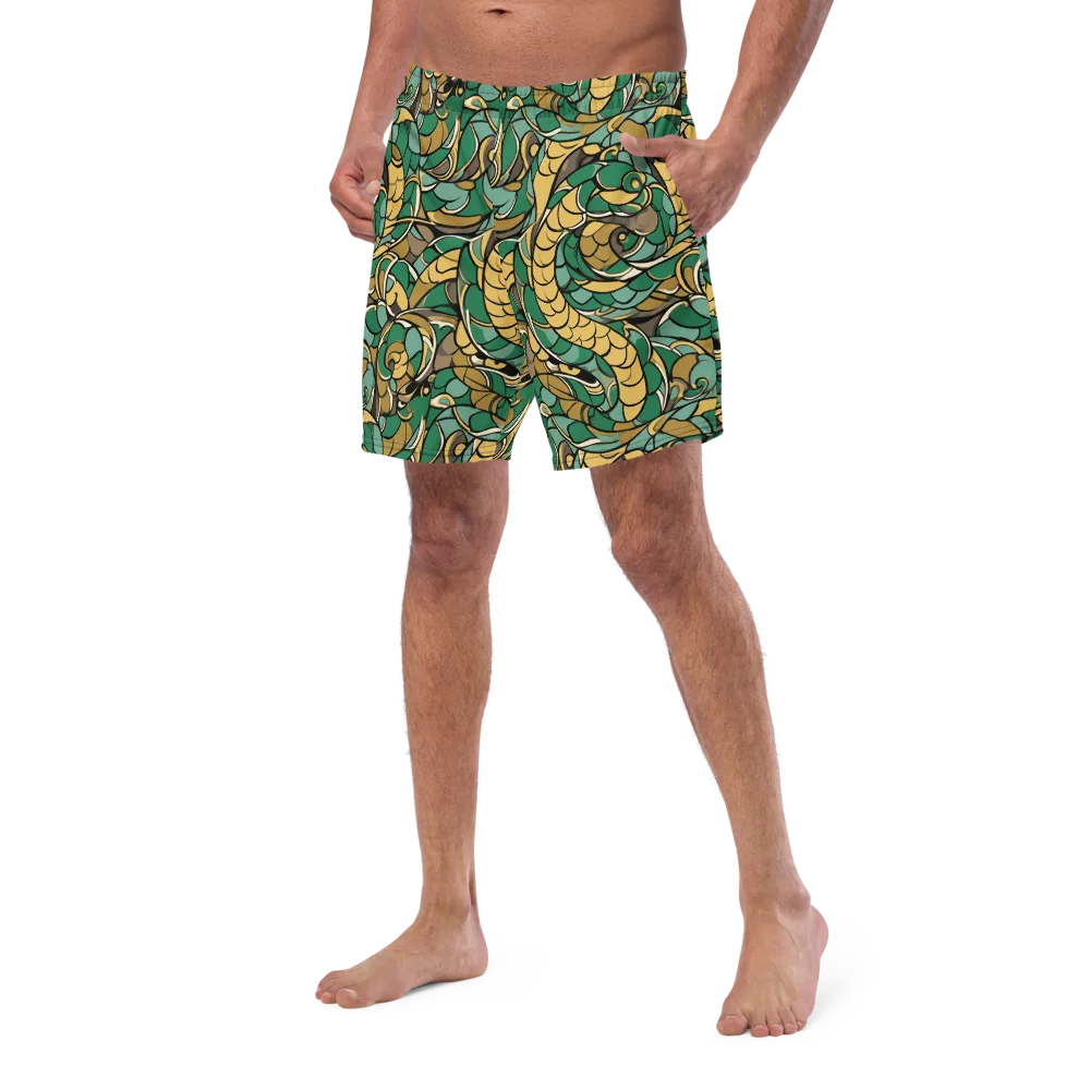 Verdant Dragonwork on Swim Trunks — Left Front