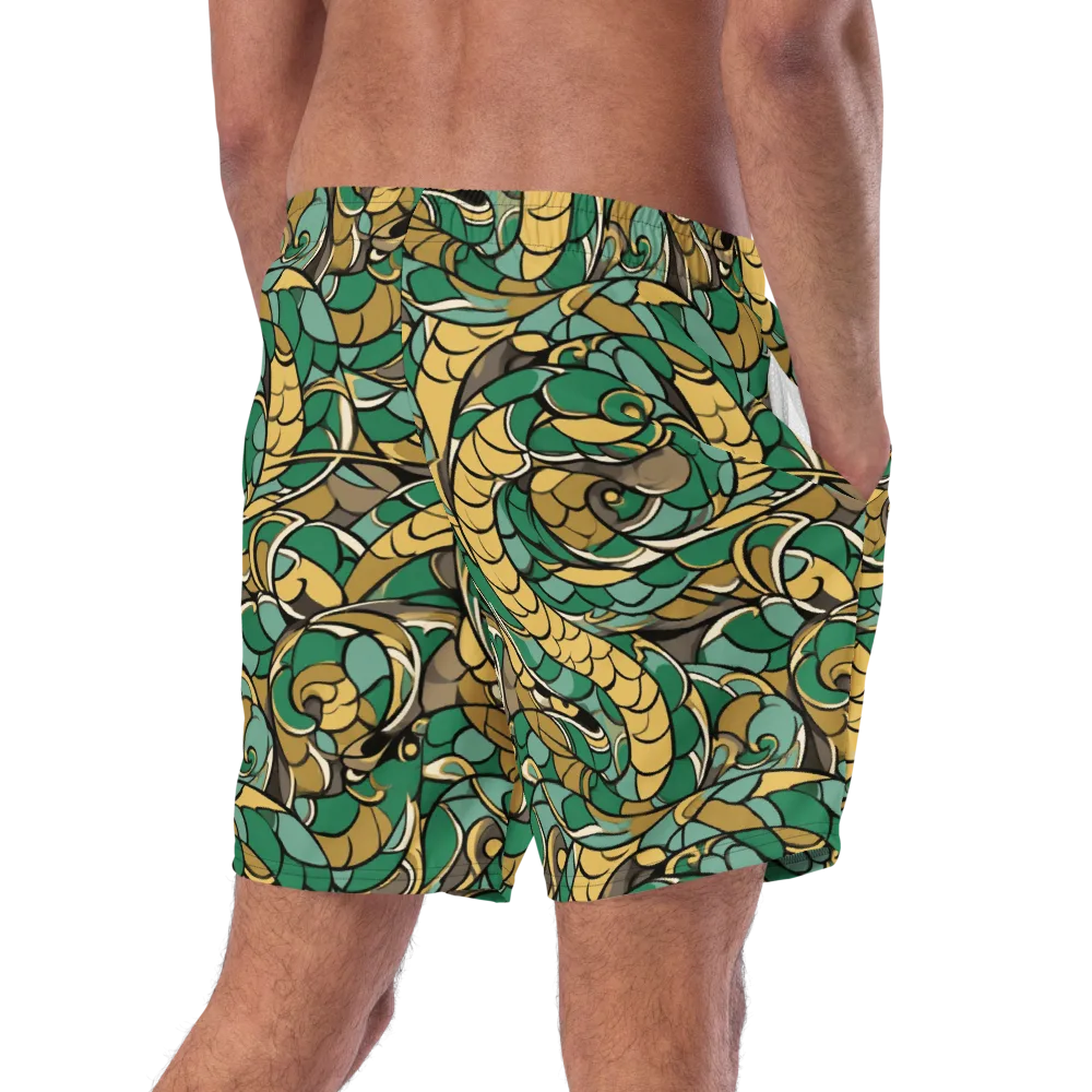 Verdant Dragonwork on Swim Trunks — Right Back
