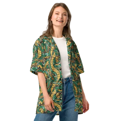 Verdant Dragonwork on a Button Shirt