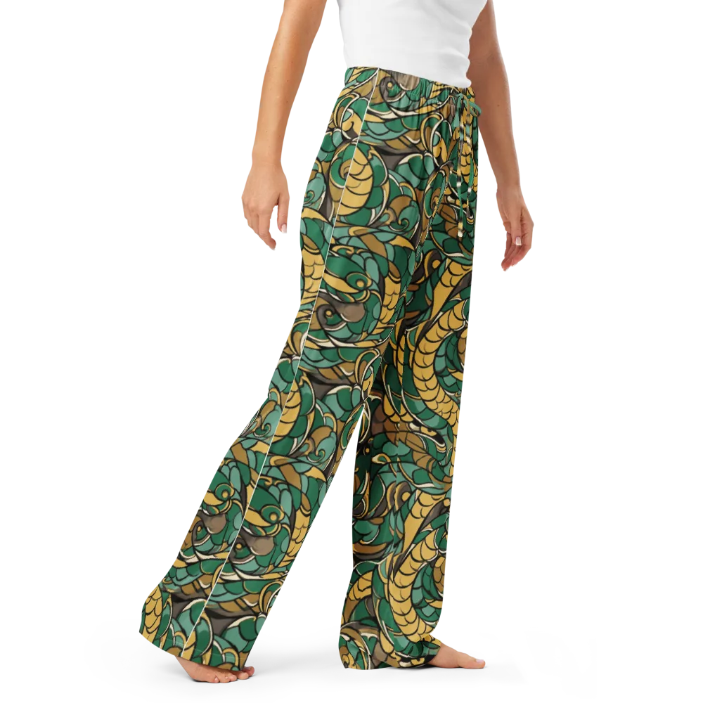 Verdant Dragonwork on Women's Pajama Pants — Right Front