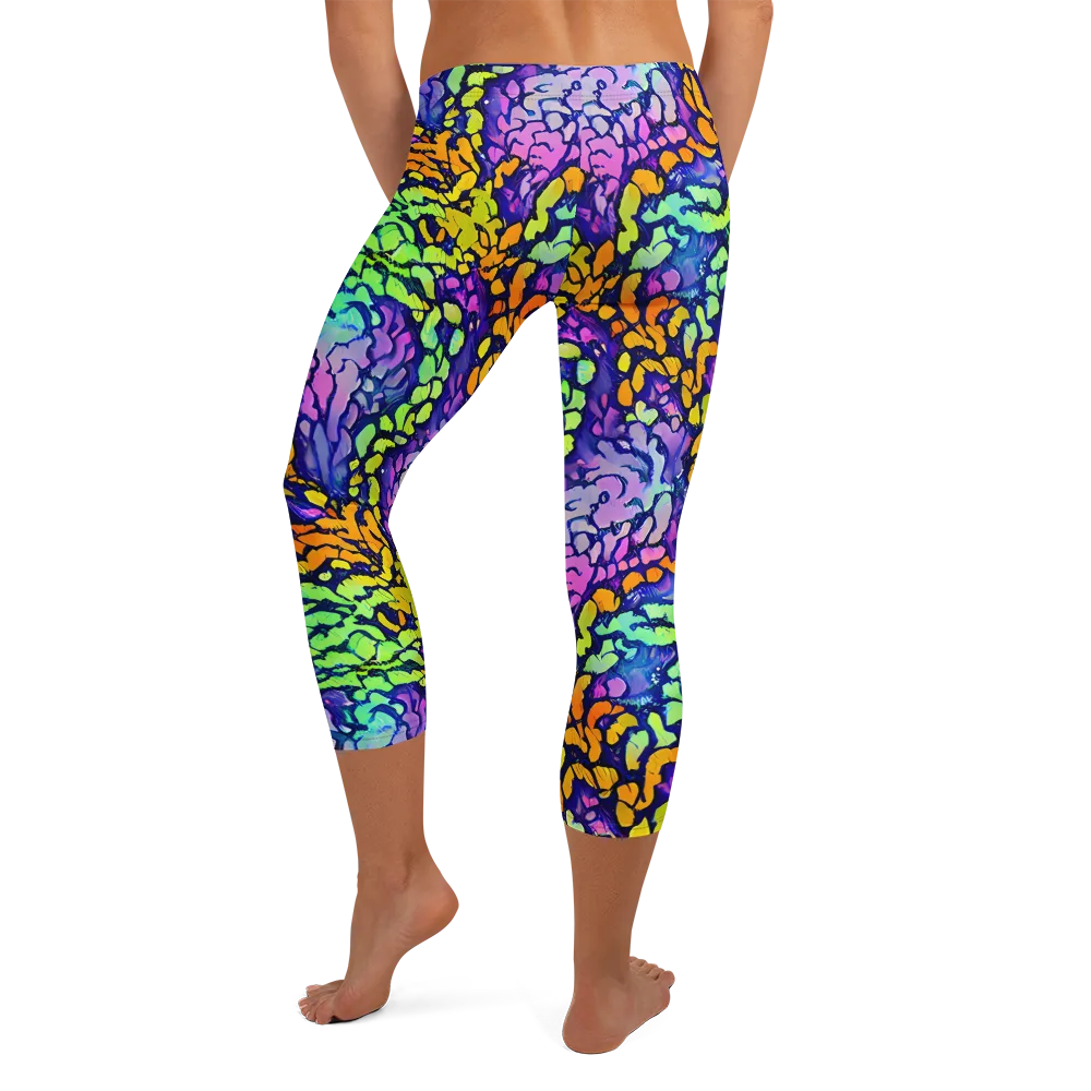 Surreal Waveforms on Capri Leggings — Back