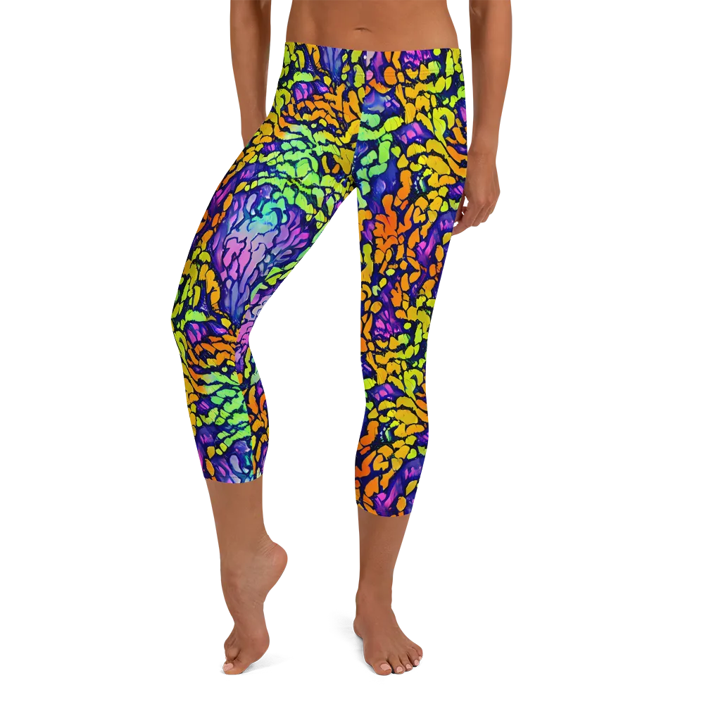 Surreal Waveforms on Capri Leggings — Front
