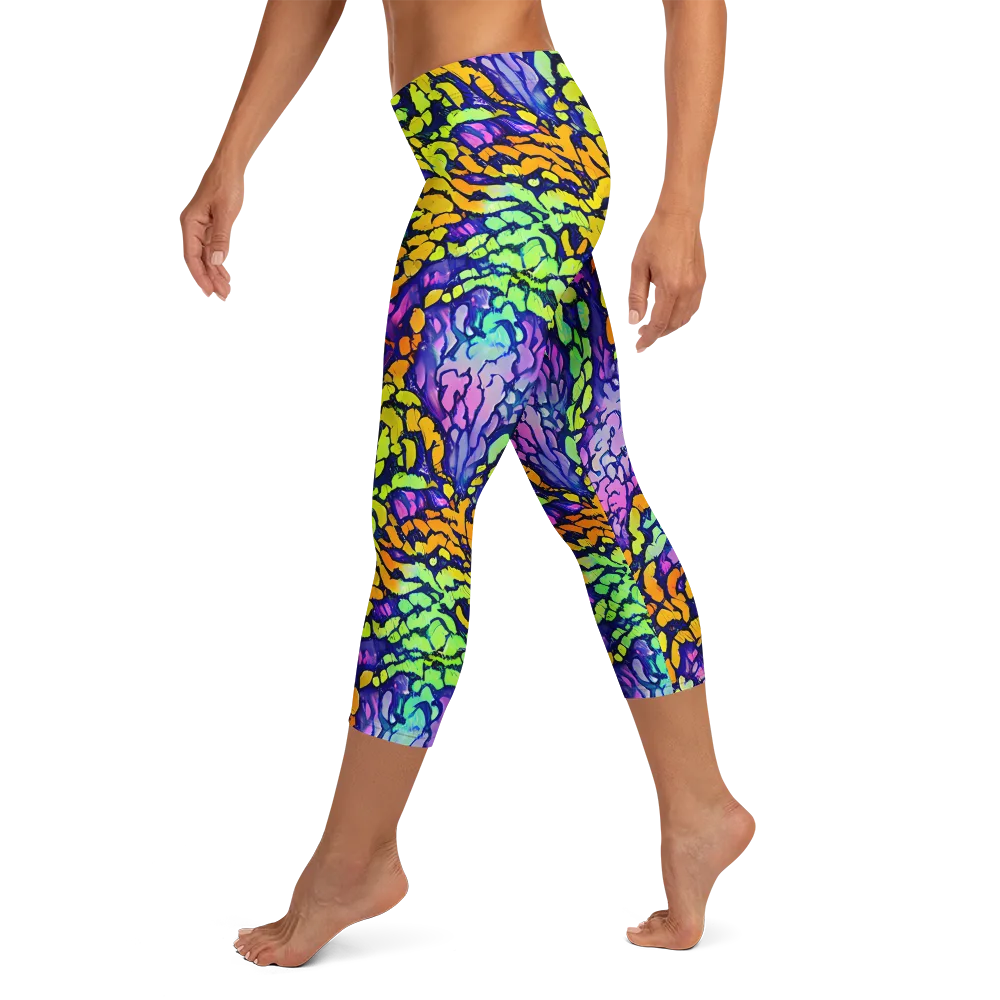 Surreal Waveforms on Capri Leggings — Left