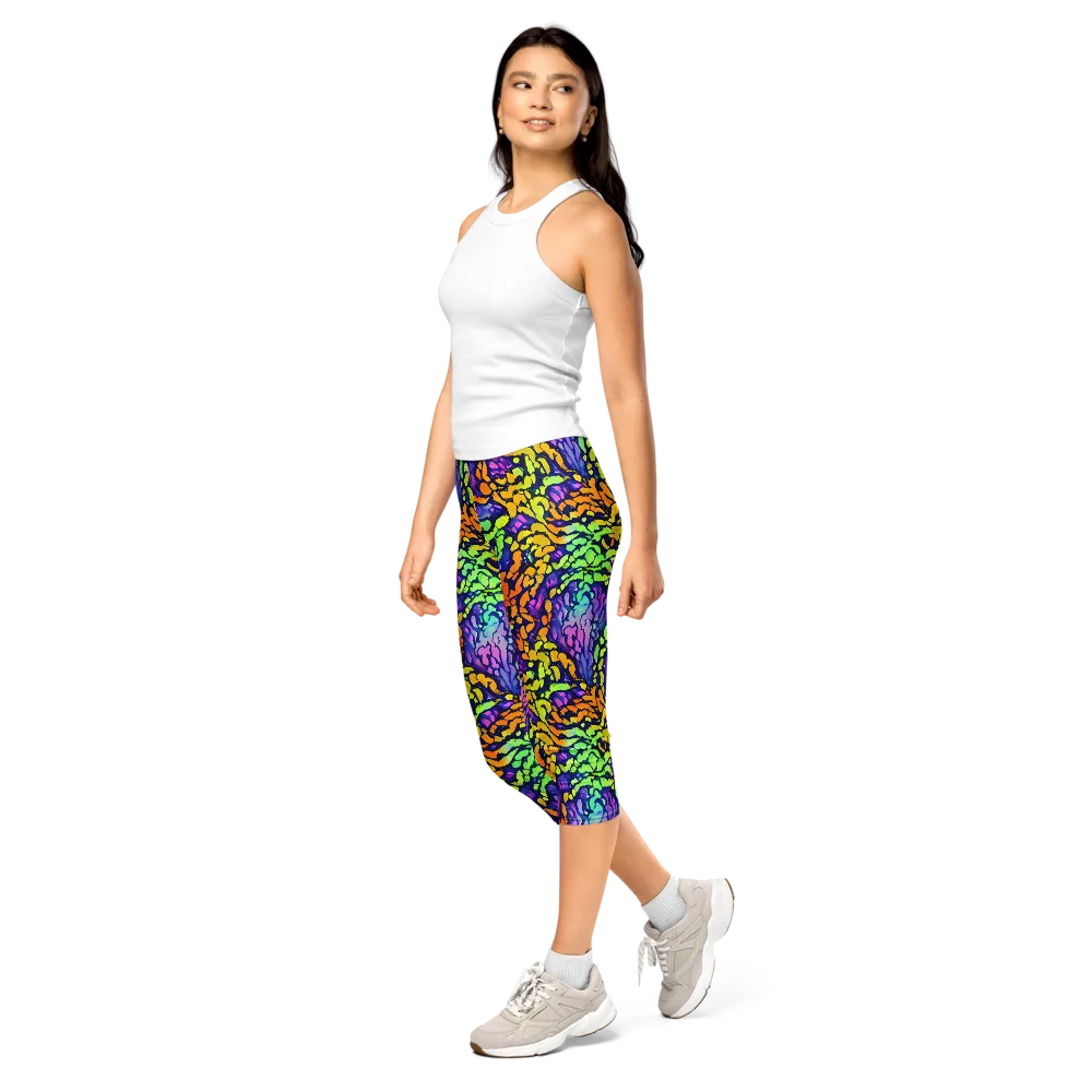 Surreal Waveforms on Capri Leggings — Left Front