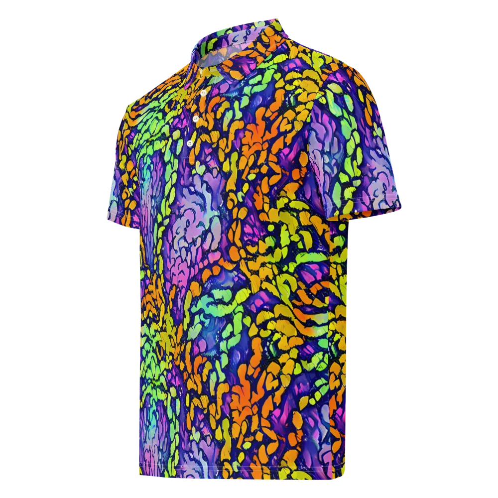 Surreal Waveforms on Men's Slim Fit Polo Shirt — Left Front