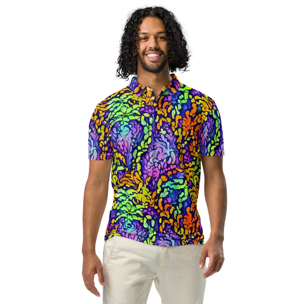 Surreal Waveforms on Men's Slim Fit Polo Shirt — Front