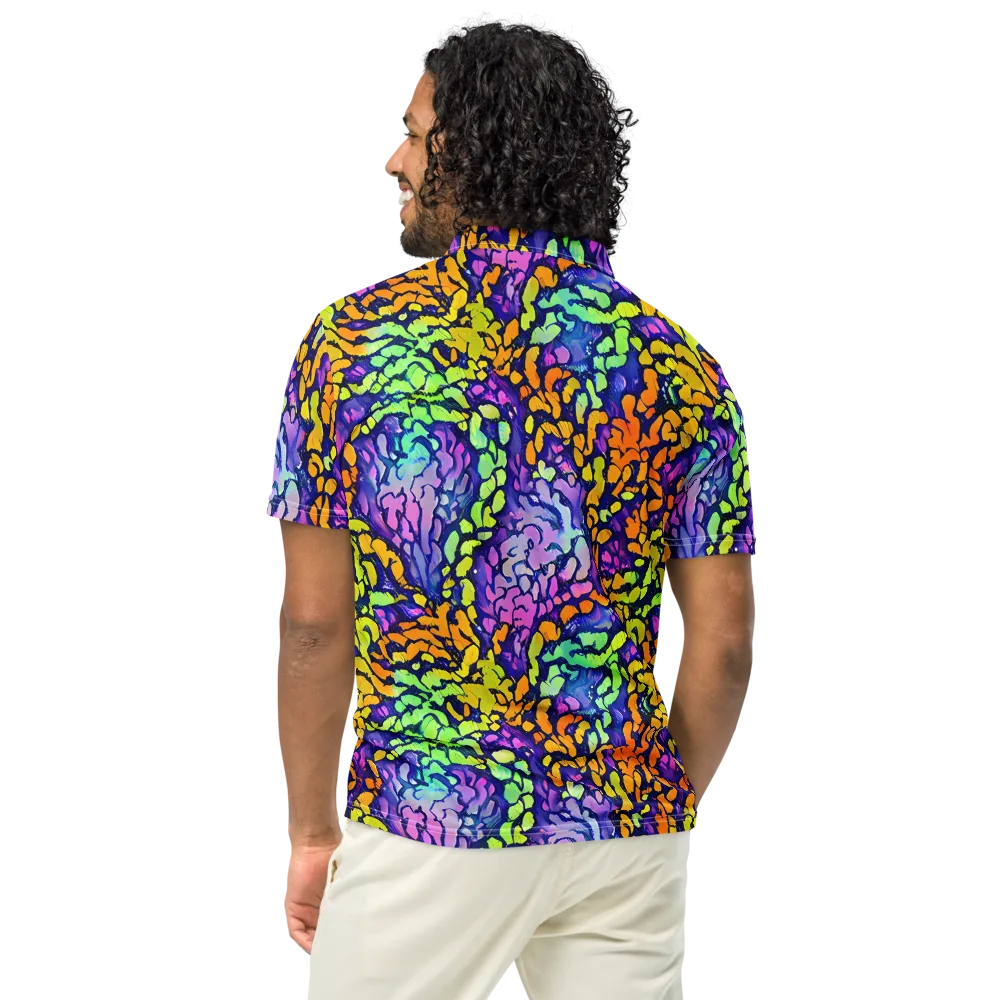 Surreal Waveforms on Men's Slim Fit Polo Shirt — Back