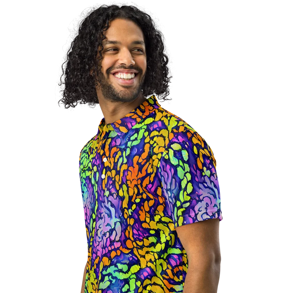 Surreal Waveforms on Men's Slim Fit Polo Shirt — Left Front