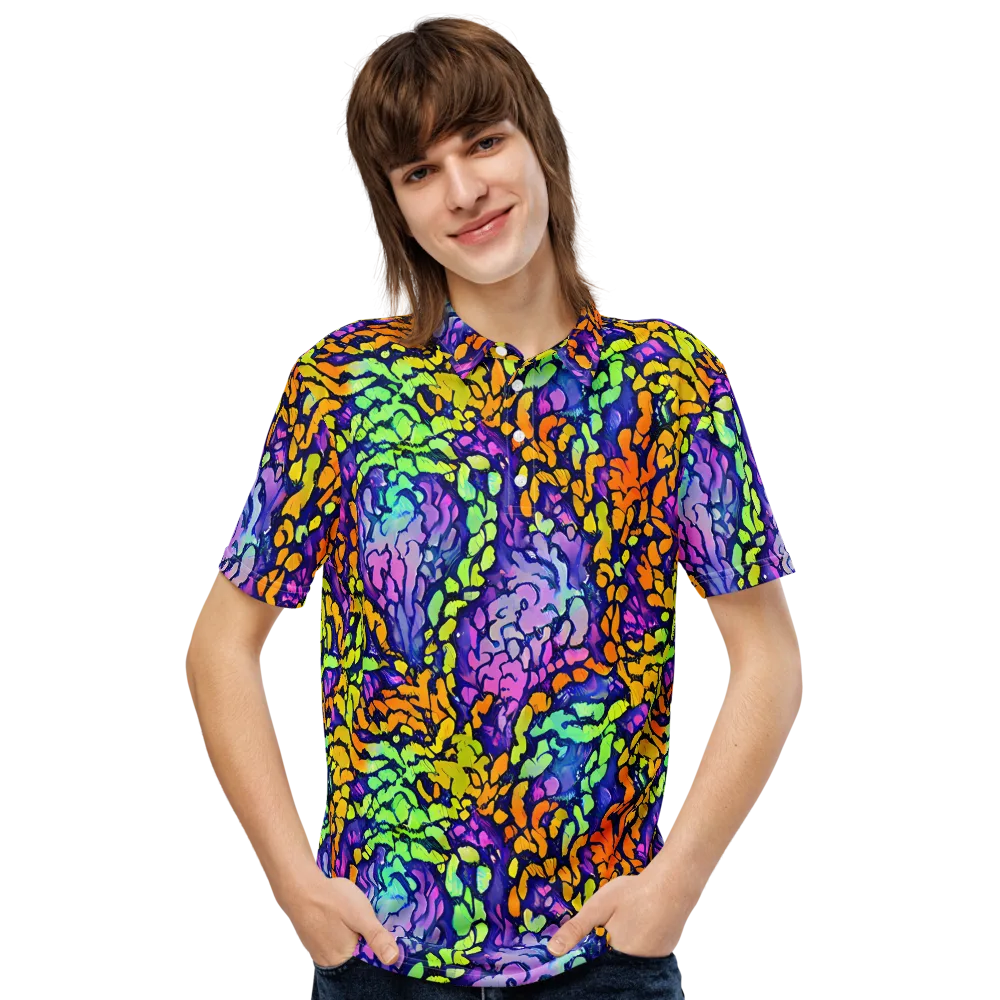 Surreal Waveforms on Men's Slim Fit Polo Shirt — Front