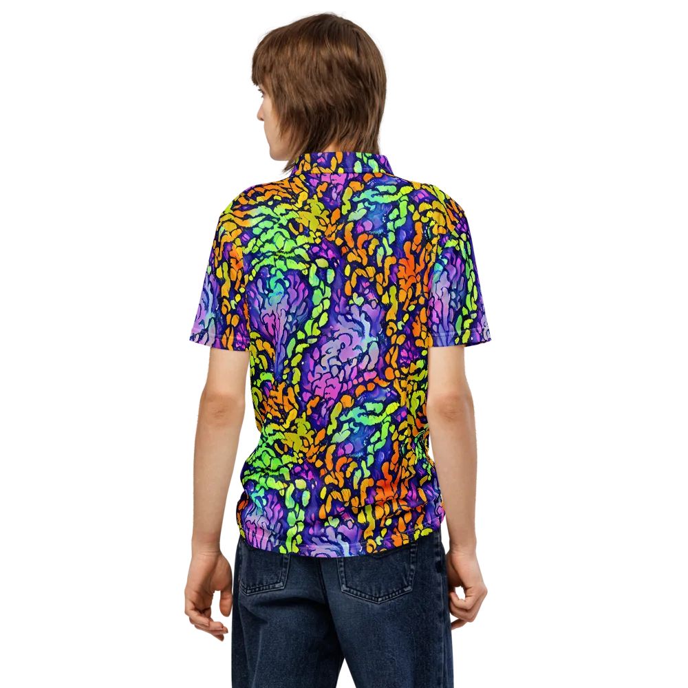 Surreal Waveforms on Men's Slim Fit Polo Shirt — Back