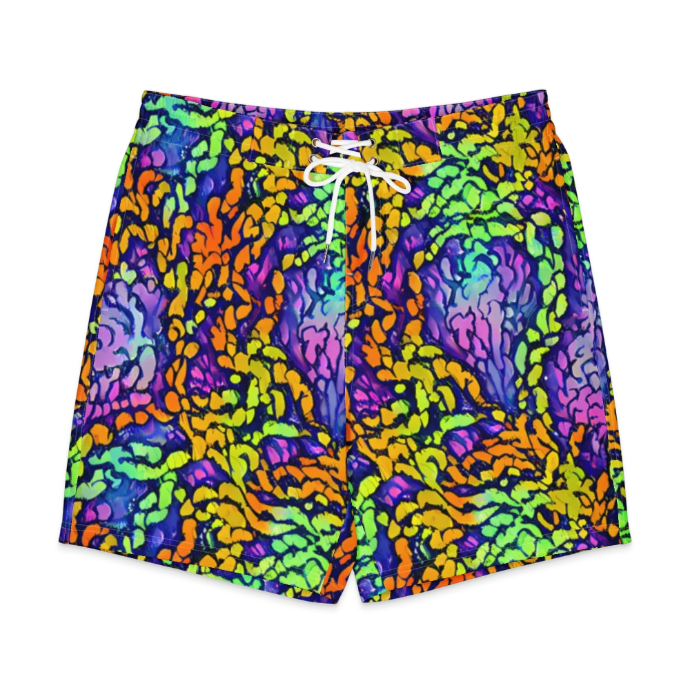 Surreal Waveforms on Men's Board Shorts — Front