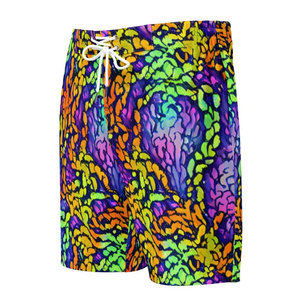 Surreal Waveforms on Men's Board Shorts — Front