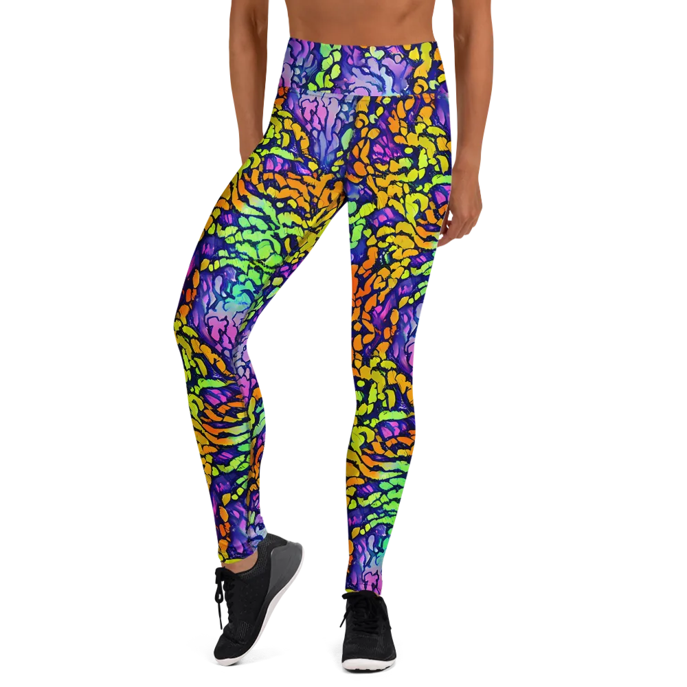 Surreal Waveforms on Yoga Leggings — Front