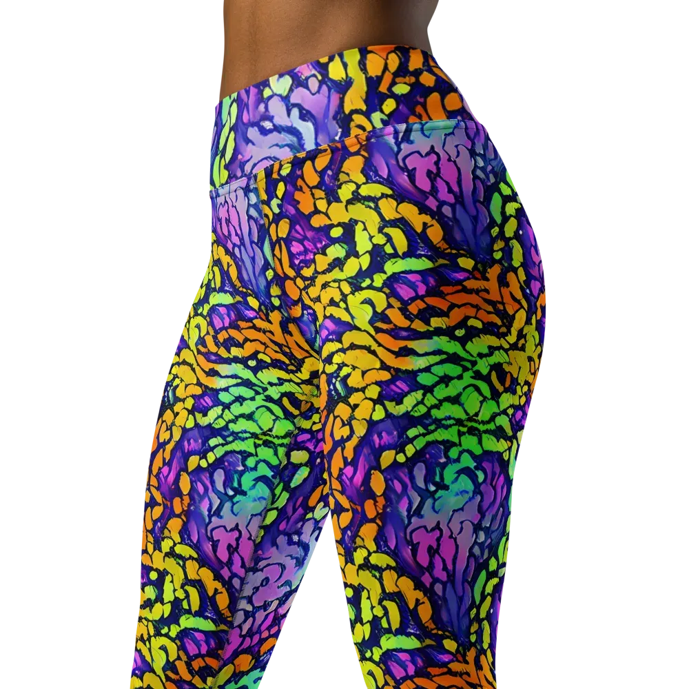 Surreal Waveforms on Yoga Leggings — Left Front