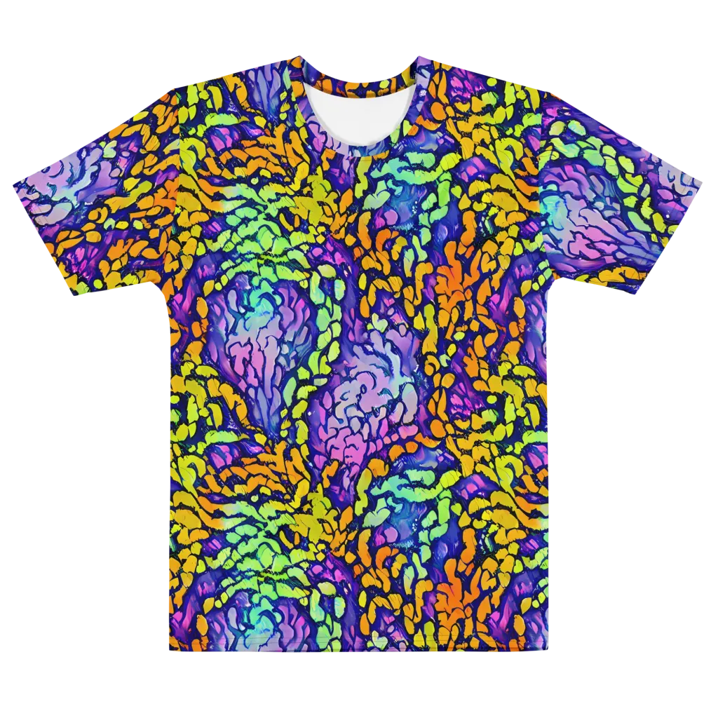Surreal Waveforms on Men's Cotton Crew Neck T-Shirt — Front
