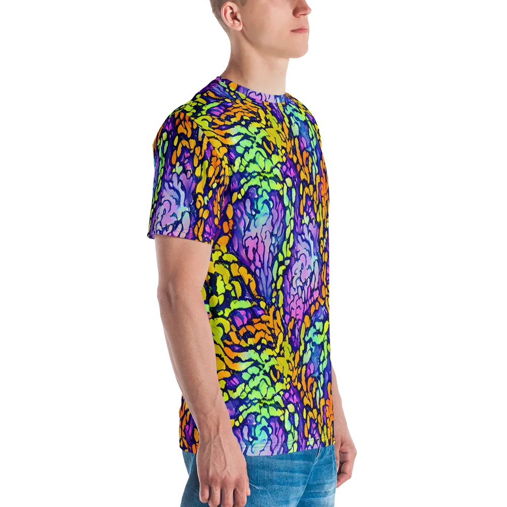 Surreal Waveforms on Men's Crew Neck T-Shirt — Right