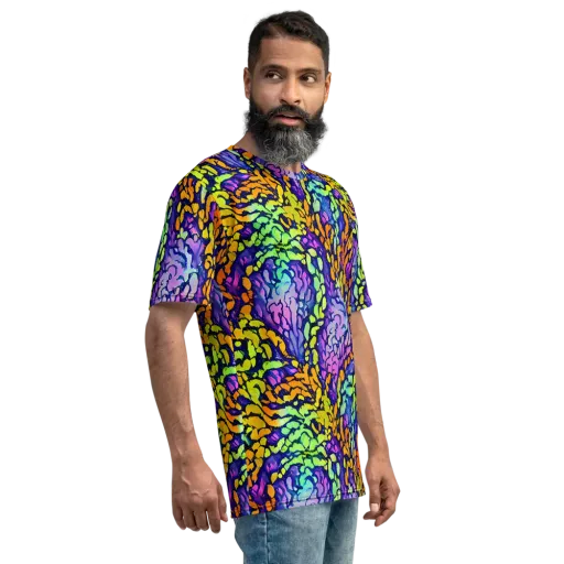 Surreal Waveforms on a Men's Crew Neck T-Shirt