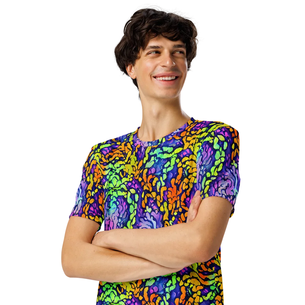 Surreal Waveforms on Men's Crew Neck T-Shirt — Left Front