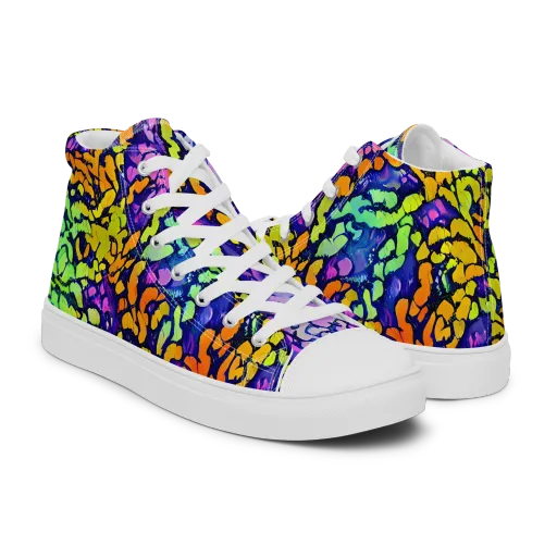 Surreal Waveforms on a Men's High Top Canvas Shoes