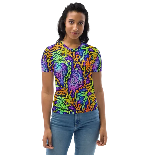 Surreal Waveforms on a Women's Crew Neck T-Shirt