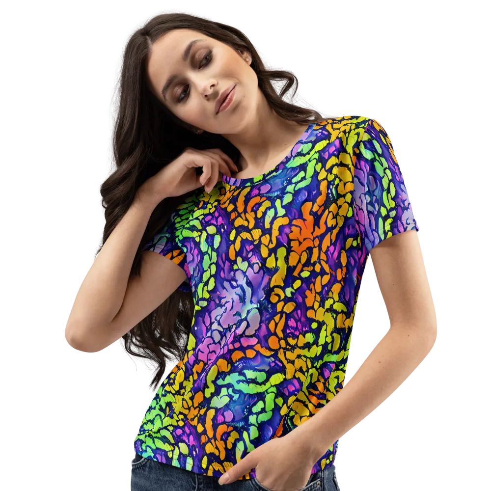 Surreal Waveforms on Women's Crew Neck T-Shirt — Left Front
