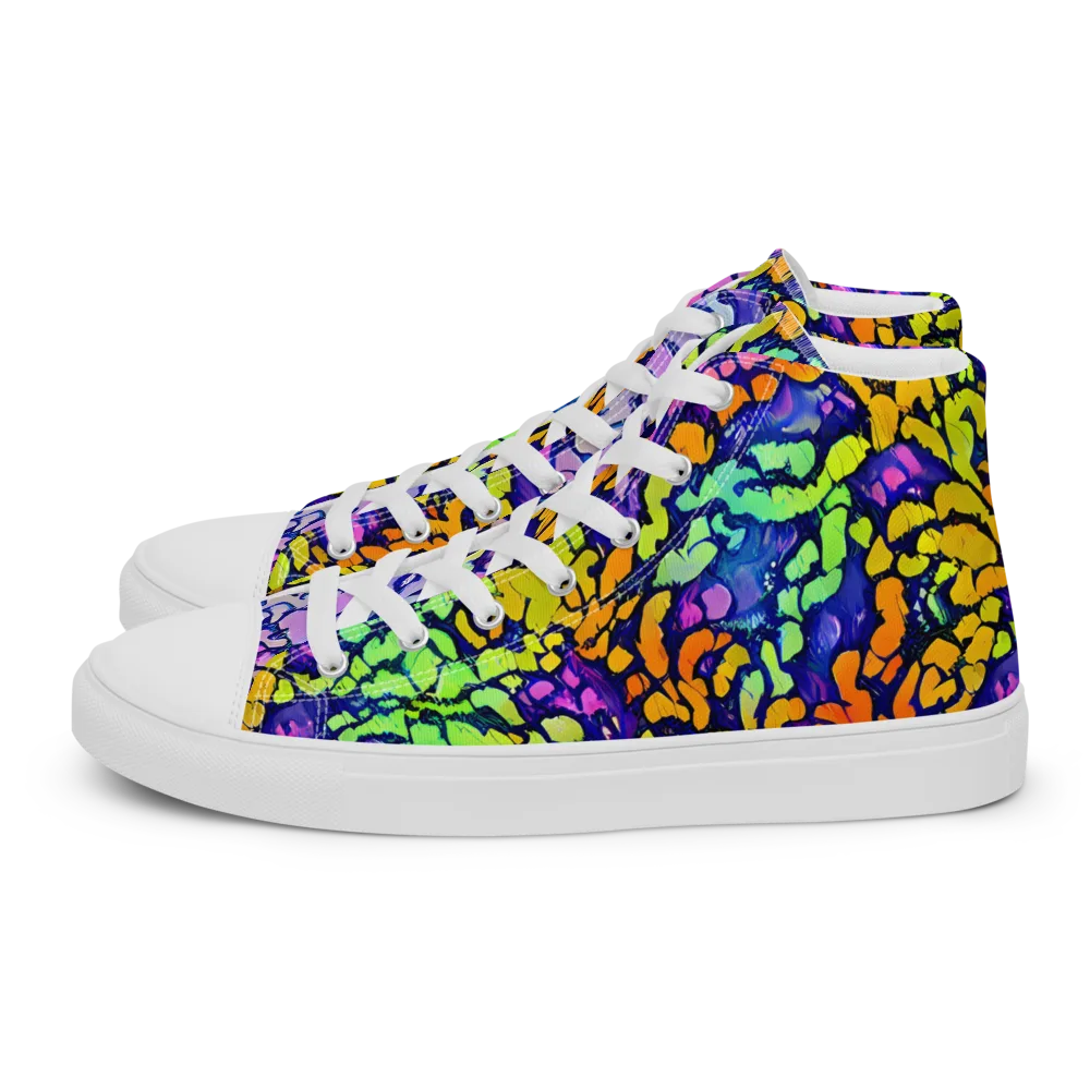Surreal Waveforms on Women's High Top Canvas Shoes — Left