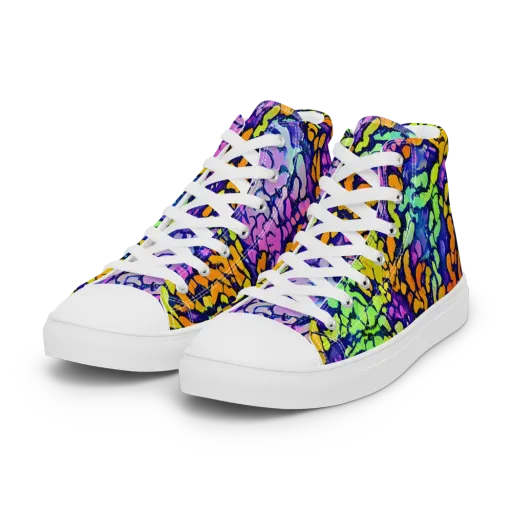 Surreal Waveforms on a Women's High Top Canvas Shoes