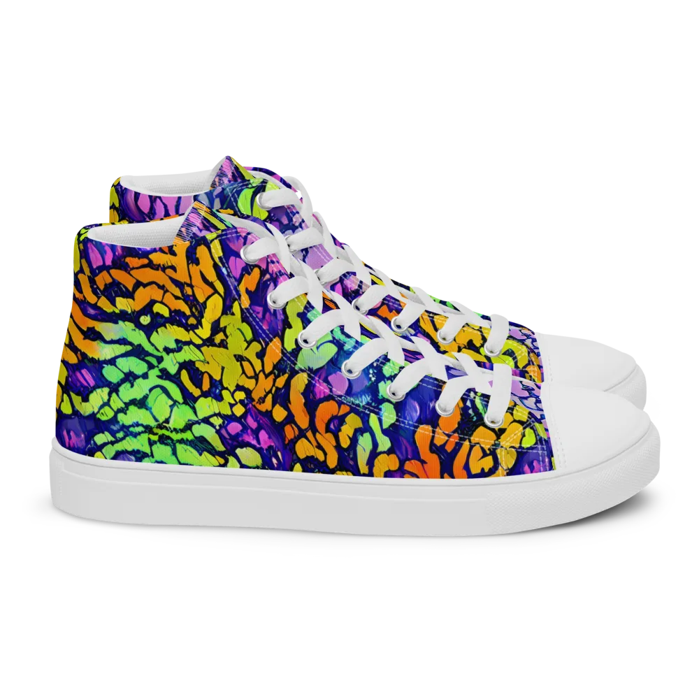 Surreal Waveforms on Women's High Top Canvas Shoes — Right