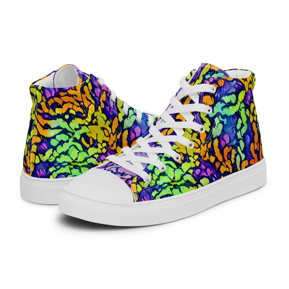 Surreal Waveforms on Women's High Top Canvas Shoes — Left