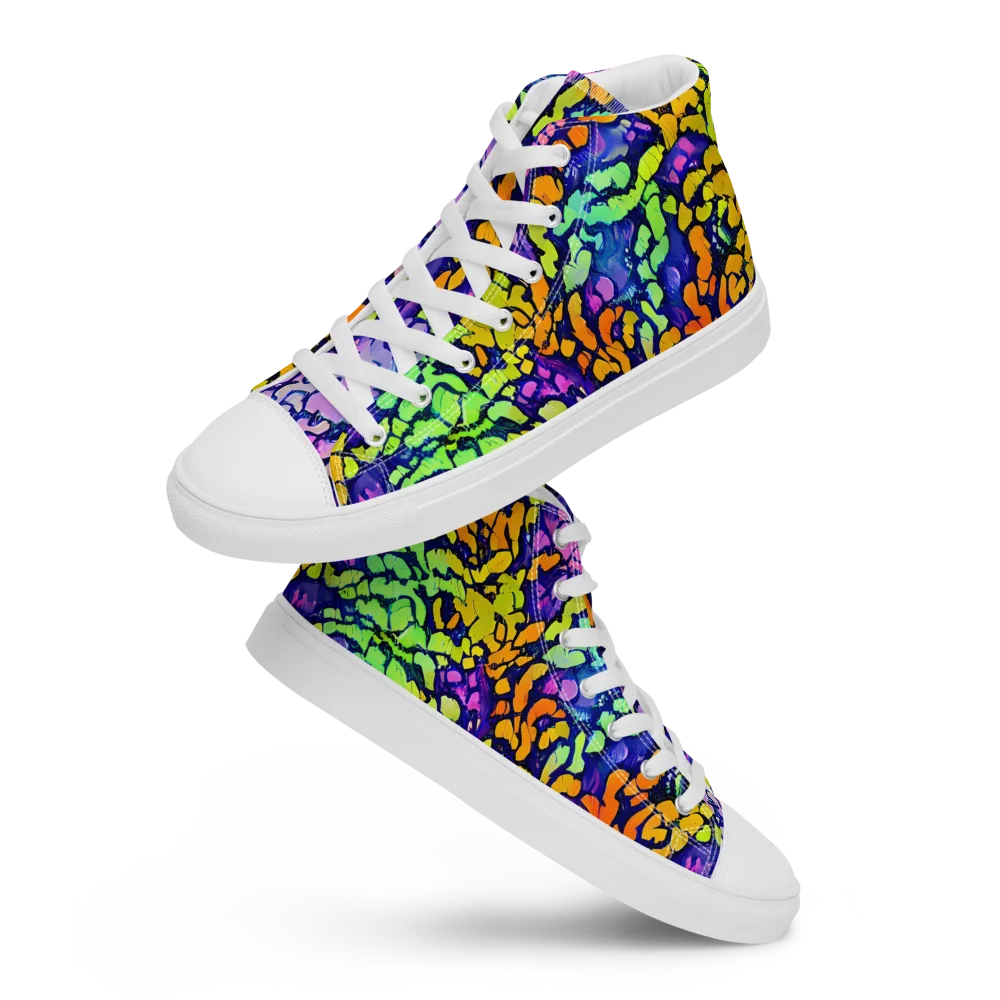 Surreal Waveforms on Women's High Top Canvas Shoes — Front