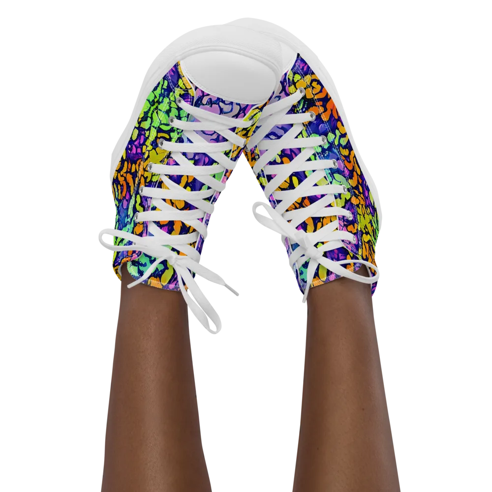 Surreal Waveforms on Women's High Top Canvas Shoes — Front