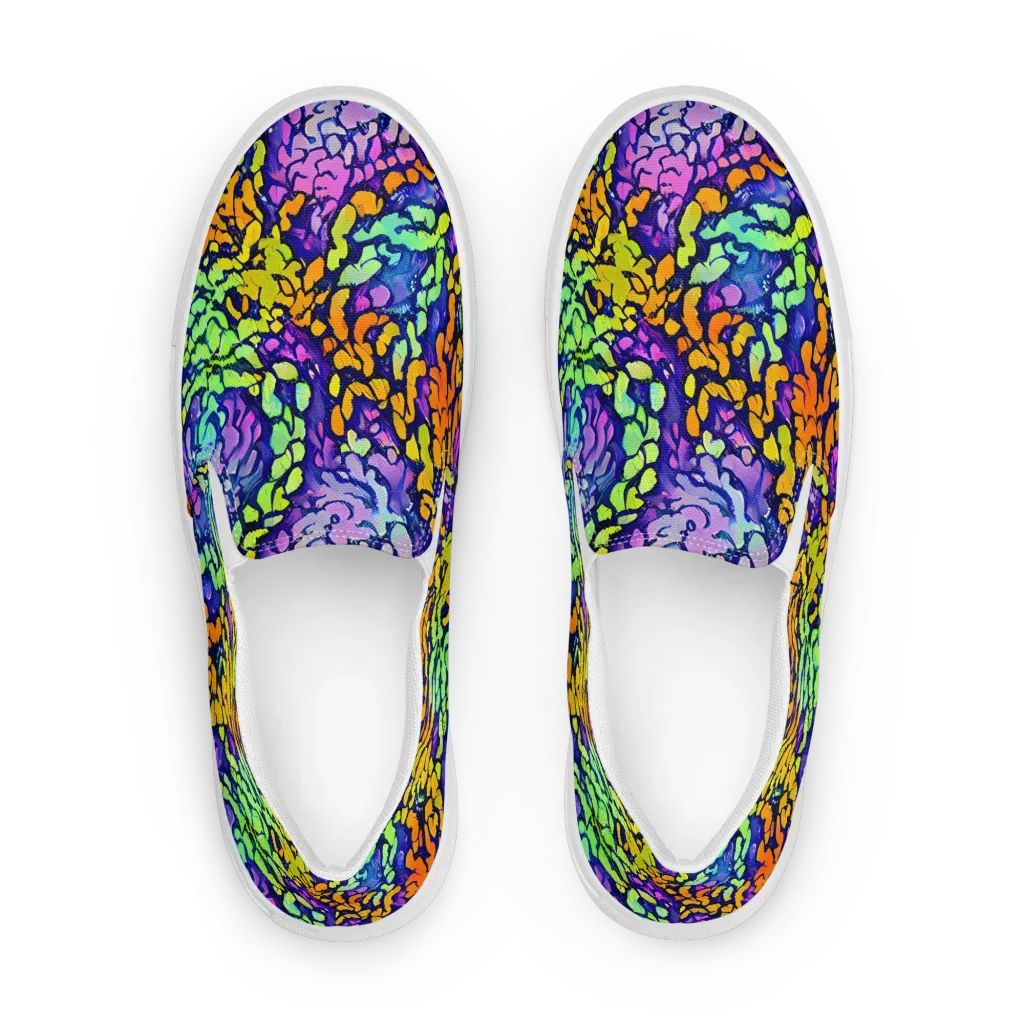 Surreal Waveforms on Men's Slip-On Canvas Shoes — Front