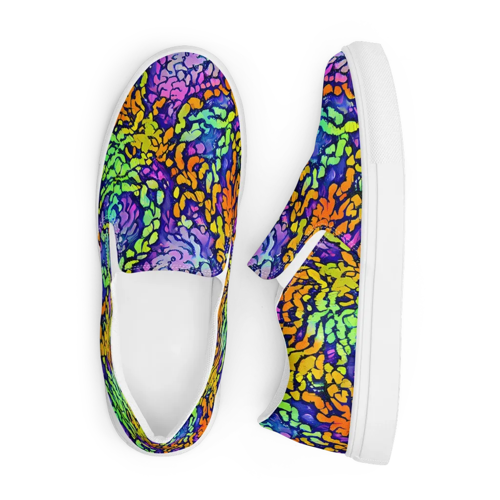 Surreal Waveforms on Men's Slip-On Canvas Shoes — Front