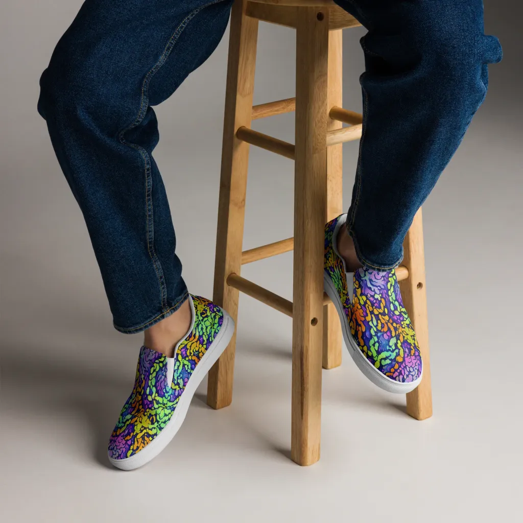 Surreal Waveforms on Men's Slip-On Canvas Shoes — Front