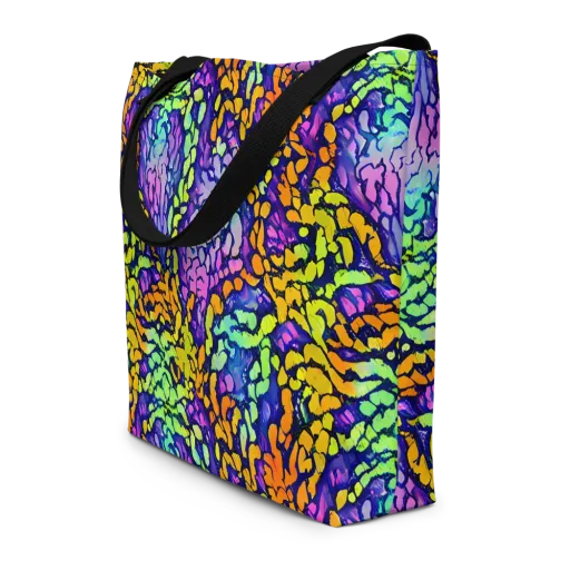 Surreal Waveforms on a Large Tote Bag W/ Pocket