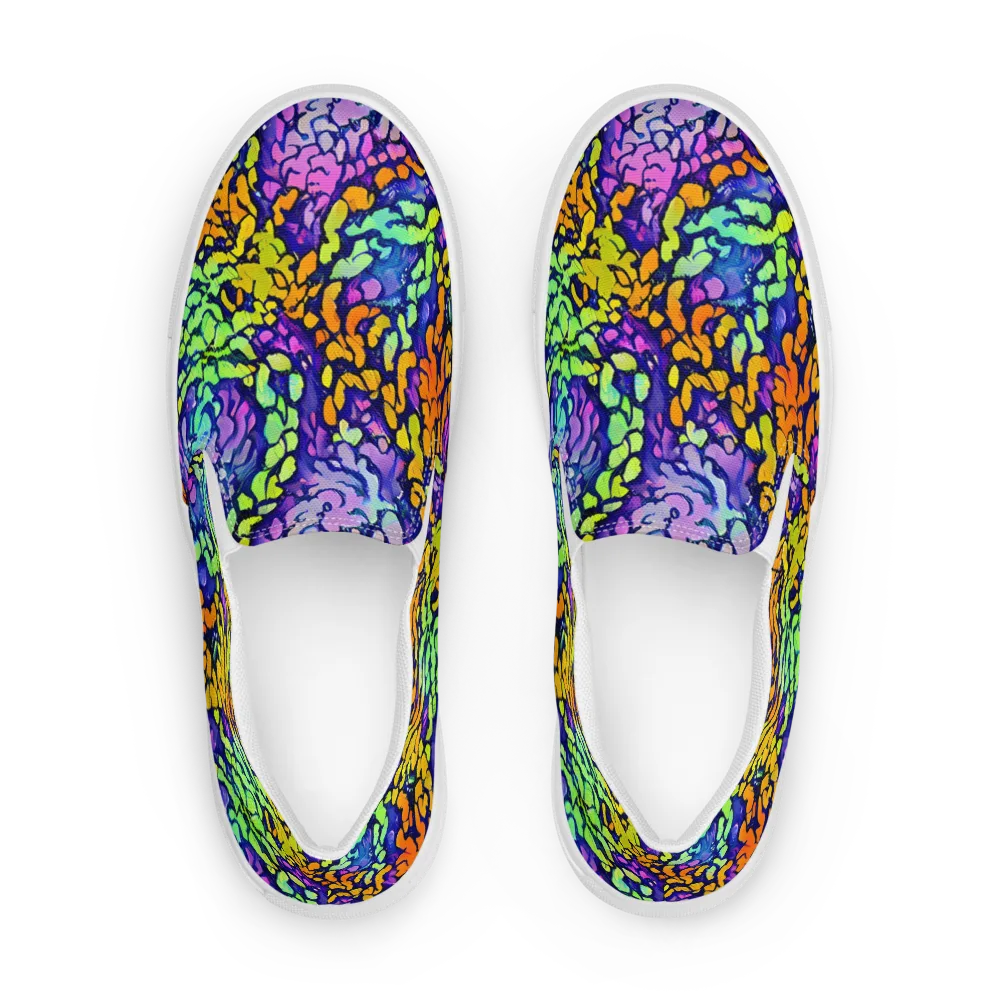 Surreal Waveforms on Women's Slip-On Canvas Shoes — Front