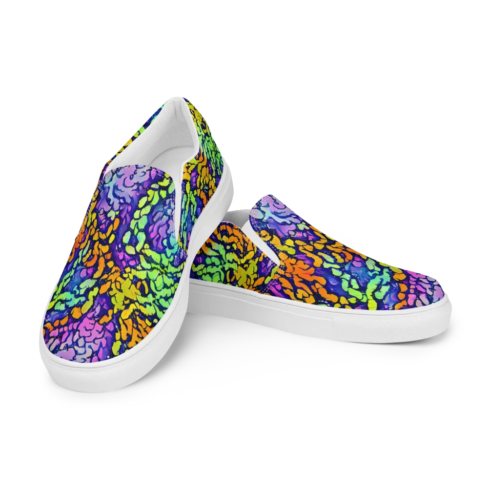 Surreal Waveforms on Women's Slip-On Canvas Shoes — Left Front