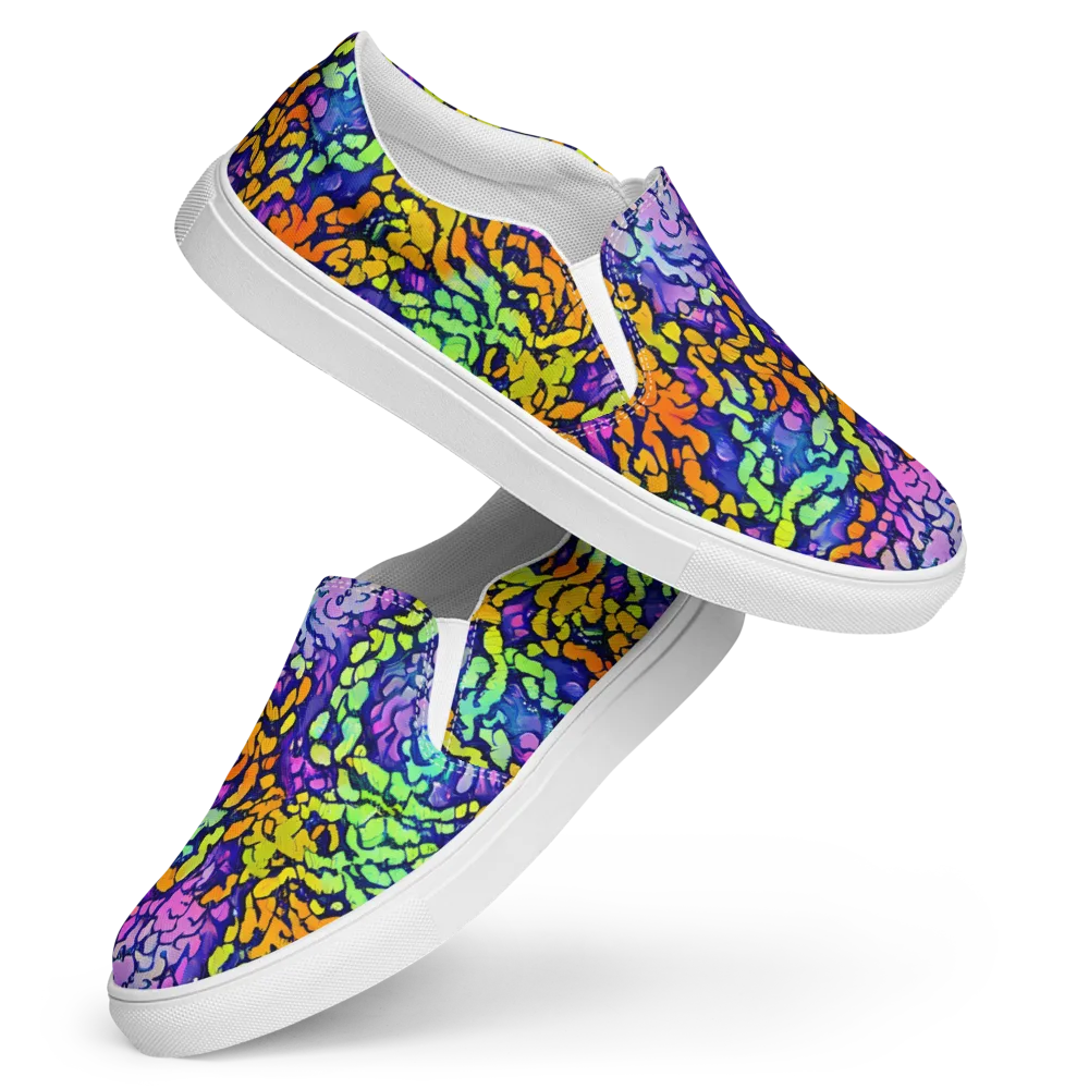 Surreal Waveforms on Women's Slip-On Canvas Shoes — Front