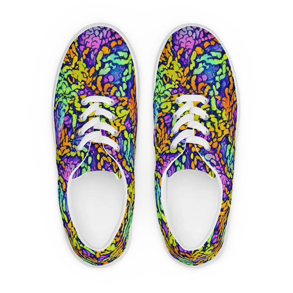 Surreal Waveforms on Men's Lace-Up Canvas Shoes — Front