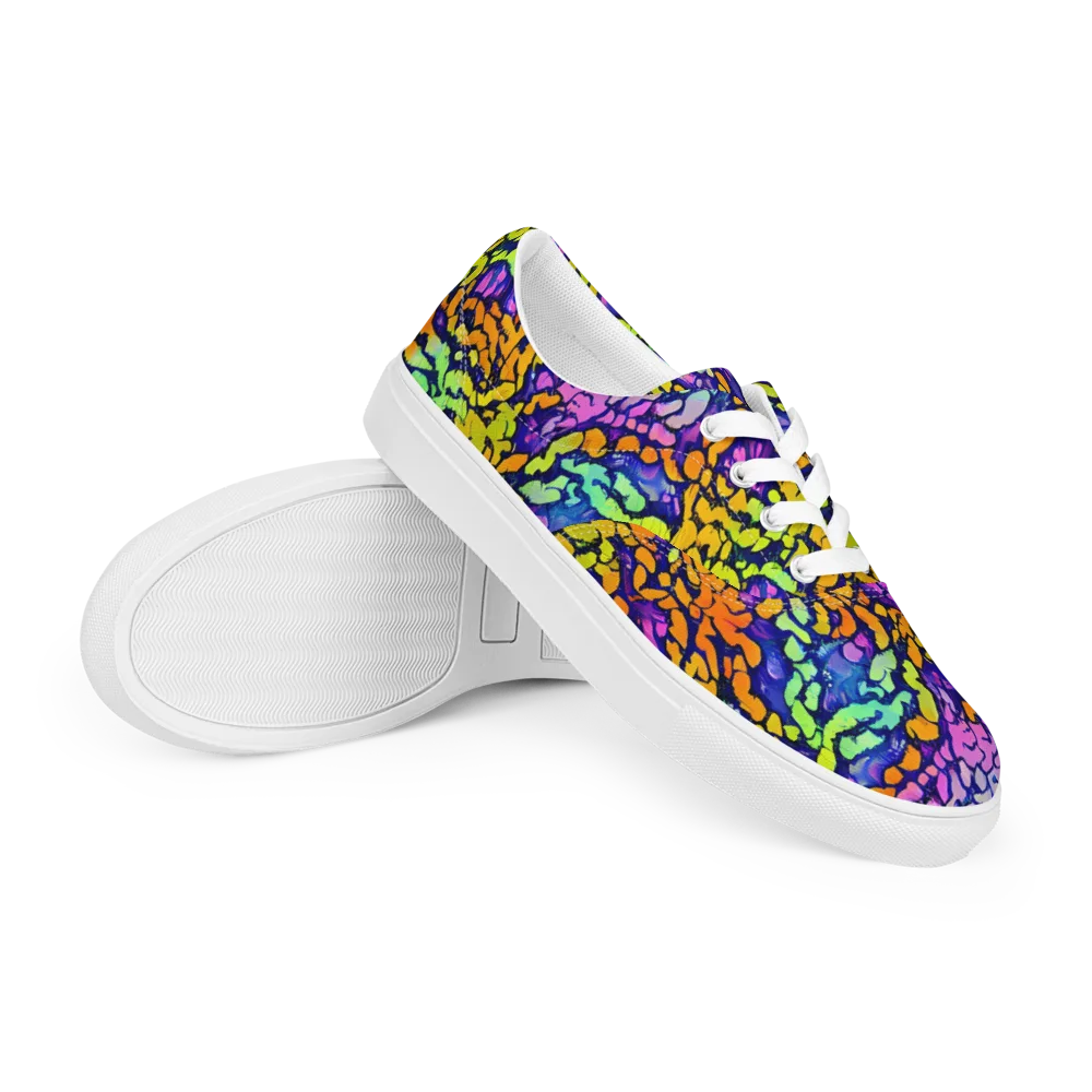 Surreal Waveforms on Men's Lace-Up Canvas Shoes — Right Front