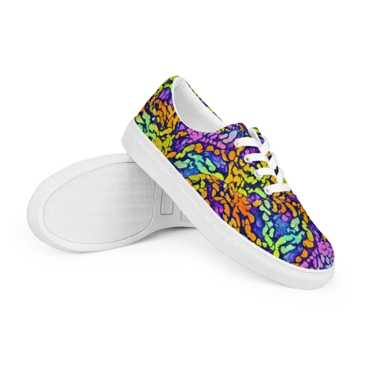 Surreal Waveforms on a Men's Lace-Up Canvas Shoes