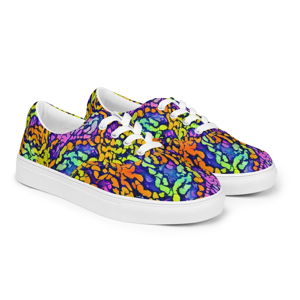 Surreal Waveforms on Men's Lace-Up Canvas Shoes — Right Front