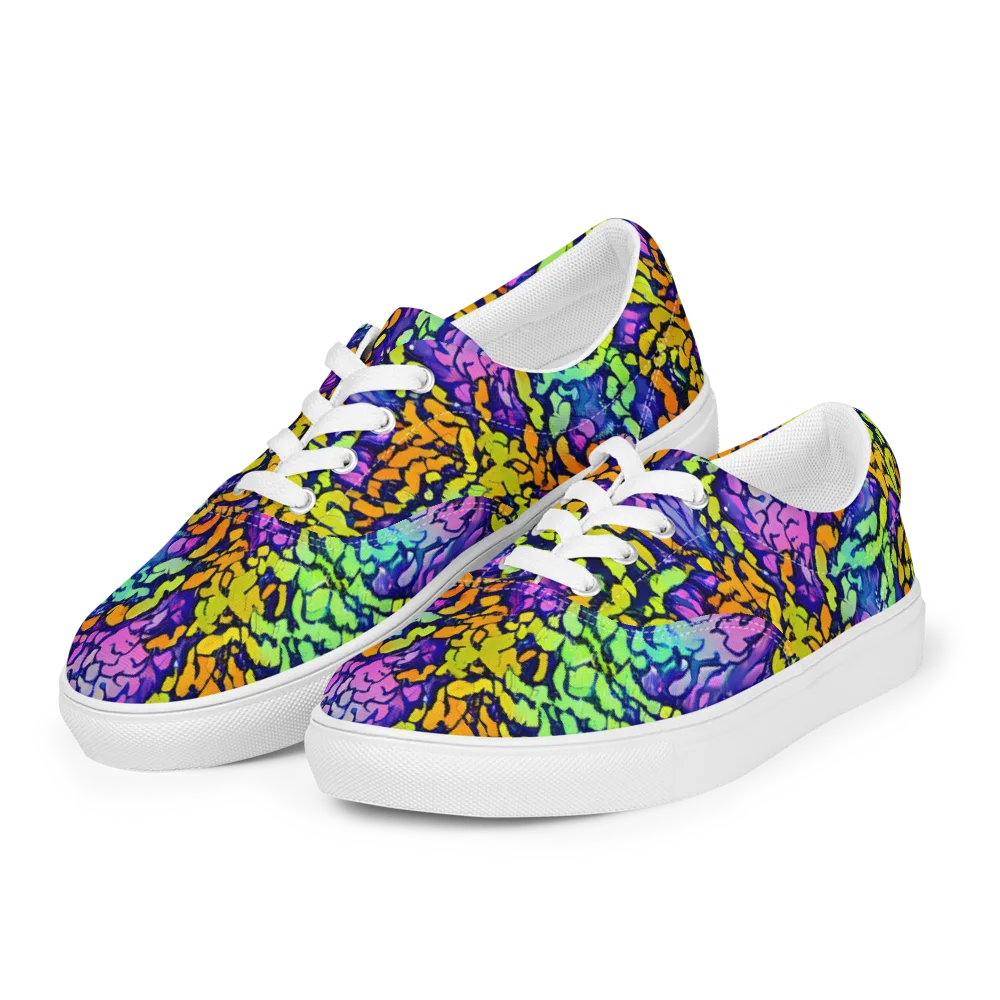 Surreal Waveforms on Men's Lace-Up Canvas Shoes — Left Front