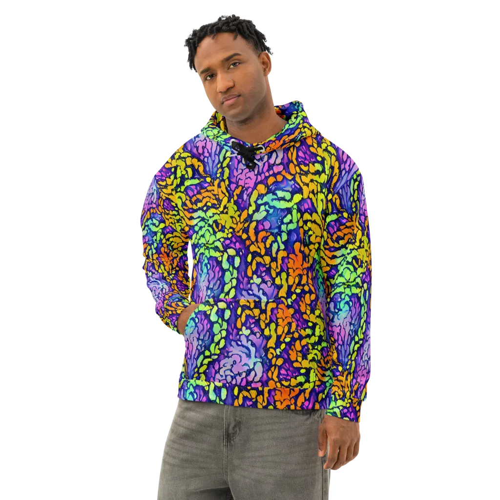 Surreal Waveforms on Cotton Hoodie — Left Front