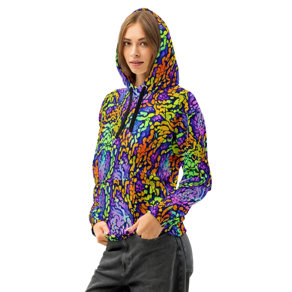Surreal Waveforms on Cotton Hoodie — Left Front