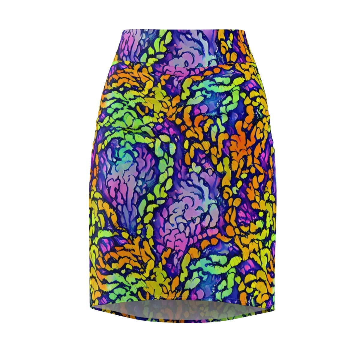 Surreal Waveforms on Pencil Skirt — Front