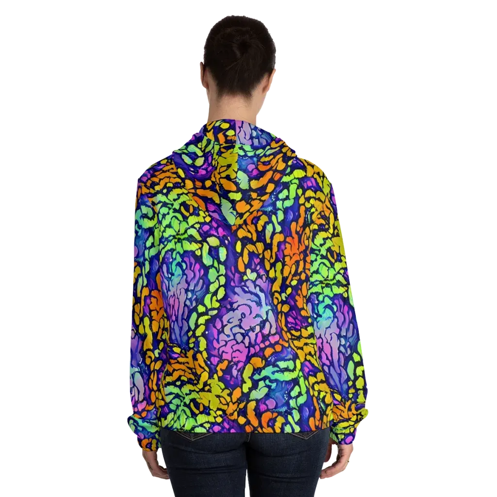 Surreal Waveforms on Women's Full-Zip Hoodie — Back On Person